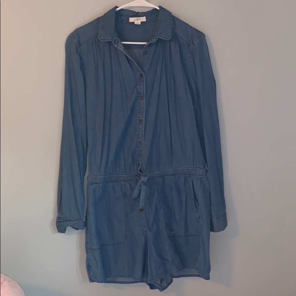 Loft Denim Jumpsuit Romper Size M